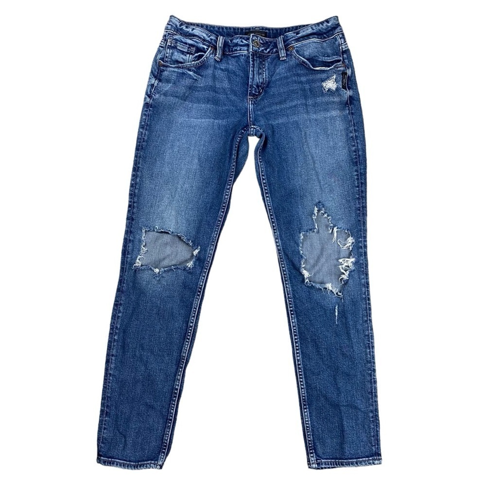 Men’s Boyfriend Silver Jeans W29/L29 - Blue Distressed Denim - Picture 2 of 6